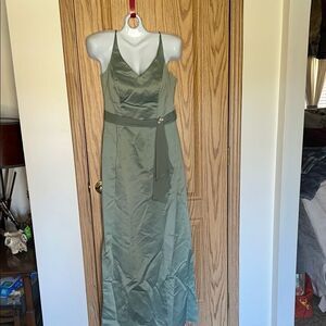 David's Bridal Olive Green Halter Maxi Dress size 4